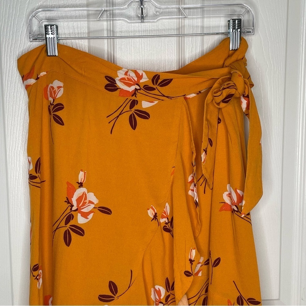 Free People Heart of the City Floral Wrap Midi Skirt Yellow Boho Flowy 6 - Picture 5 of 13